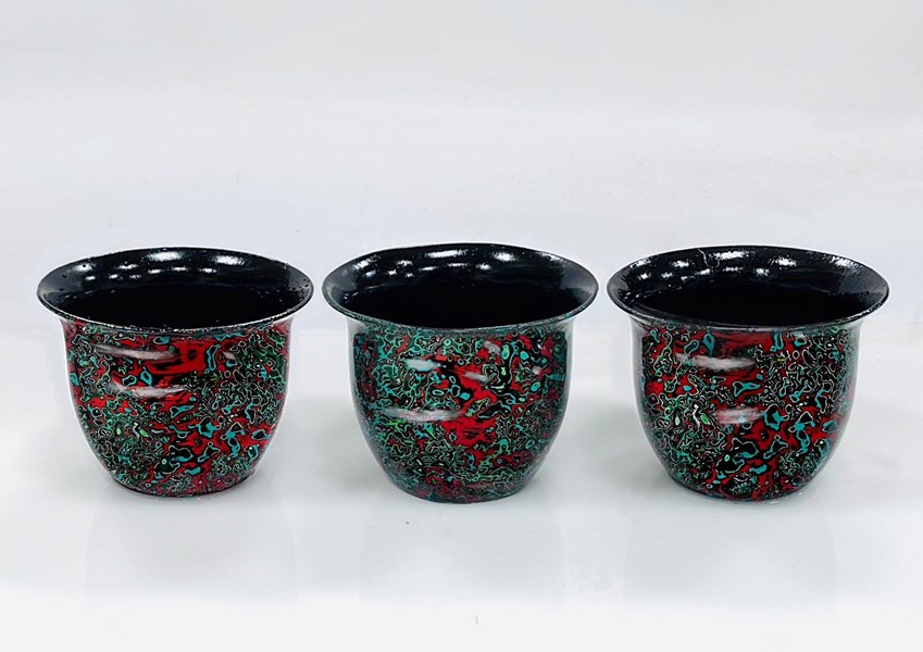 王梅珍 綠意 8X8X6 漆 陶