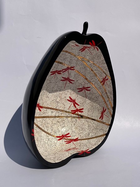 龍美君 紅蜻蜓 14X25X33 漆 蛋殼 乾漆粉 銅箔