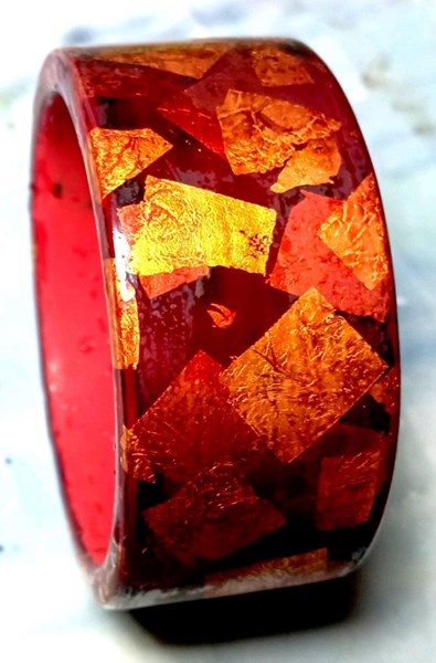 陳玉嘉 金箔漆手環 3X7內徑5.9 天然漆 金箔