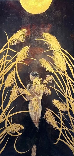 周慧君 月光 42X20 天然漆 鍚粉 鋁粉 代金粉