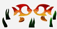 17 張焌營 魚在在藻 依於其蒲 21x13x1.5 2件 柳杉、生漆 
