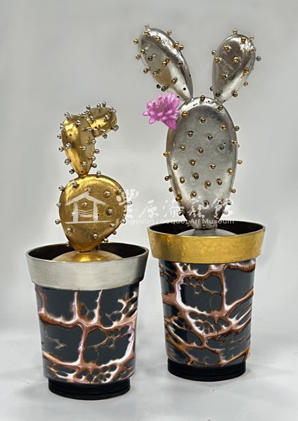 李怡瑾 堅毅 5.5X5.5X15.5,5.5X5.5X15.8 樹漆 紅銅 925銀 金箔 銀箔 貝殼粉
