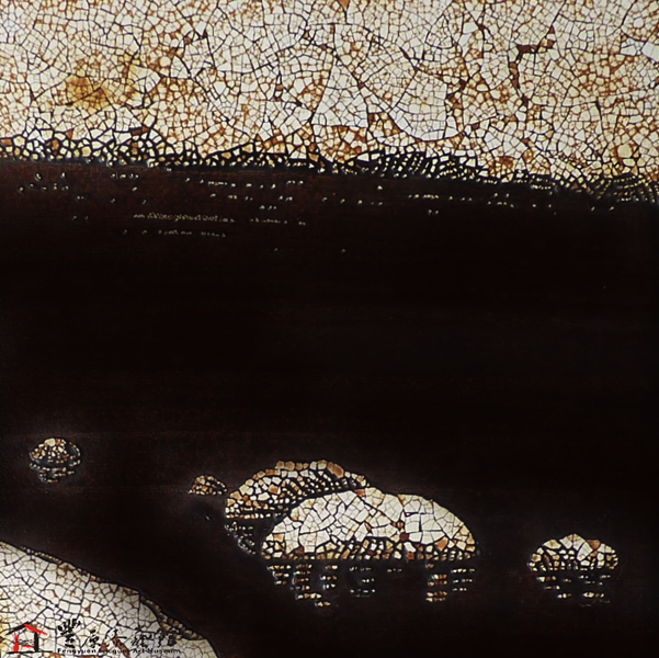 許玄昌 小河淌流 14x14X3cm 天然漆 蛋殼