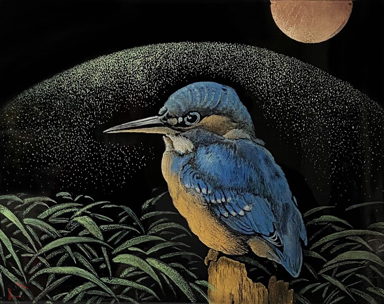 許玄昌 夜靜 21X16cm 暈金 銀箔