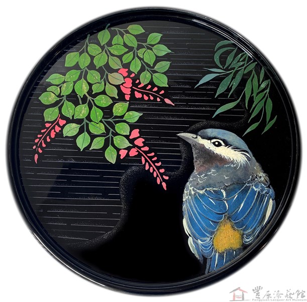 許玄昌 畫眉傳情 24X24cm 蒔繪 暈金