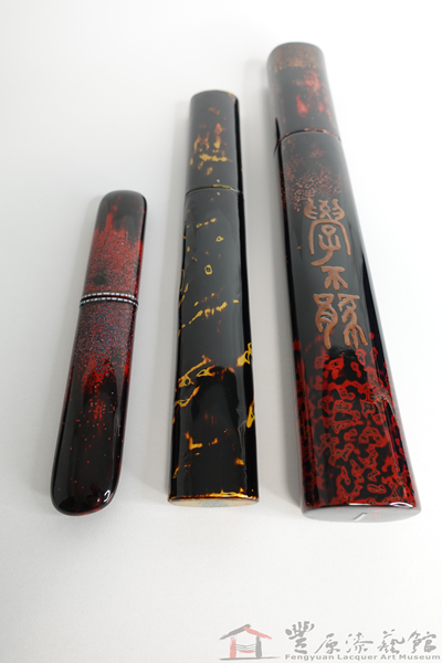 廖家慶 塗師刀組 21X3.5X2  31.5X4X2.5  37X5X4 木胎 天然漆 貝殼 京都蛋白石 銀丸粉 金箔