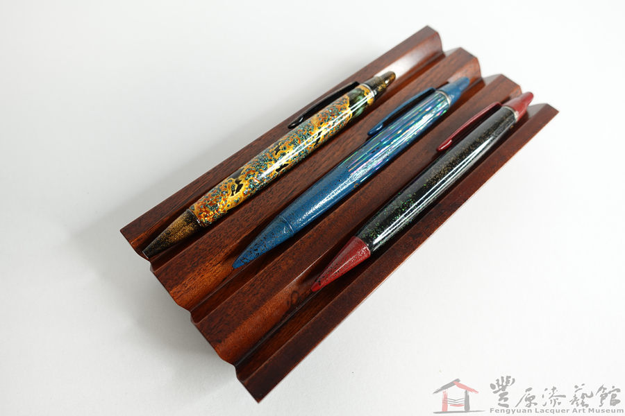 廖家慶 漆筆3支一組 18X8X4cm 木胎 天然漆 貝殼 京都蛋白石 金箔 銀丸粉