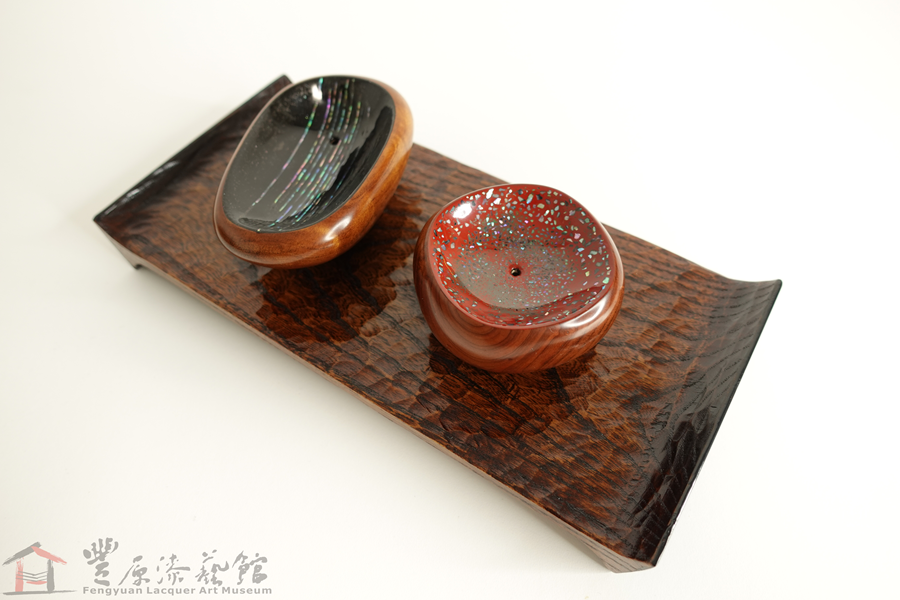 廖家慶 螺鈿香座長檯組 21X10X5cm 木胎 天然漆 貝殼 銀粉