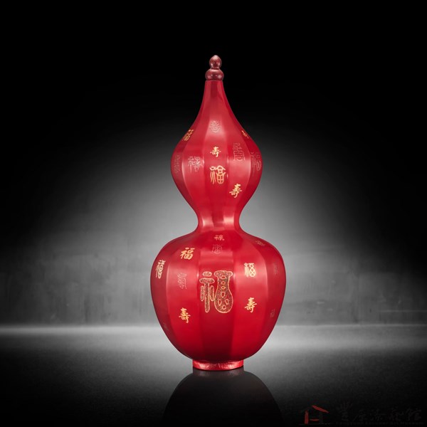 陳清輝 福祿 葫蘆 33X33X73 天然漆 布 紙 螺鈿 金粉