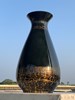 謝孟足 墨地綠彩 金絲密色 14X14X25 天然漆 布 珍珠粉 