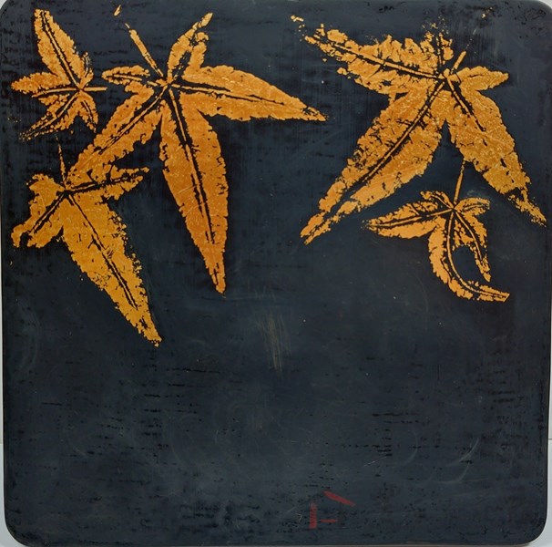 林秀玲 楓 20X20 木胎 天然漆 代金箔
