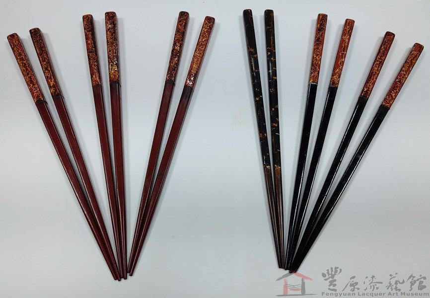 林秀玲 筷子 23CM 木胎 天然漆 銀箔