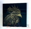 許秋月 公雞 20X20X1 木胎 天然漆 金粉