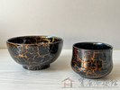 陳煒杰 冰裂碗杯 碗10.6X10.6X5.4 杯6.7X6.7X4 木胎 天然漆