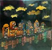 陳嬿卉 高雄愛河夜景 30X22 木胎 天然漆 金粉