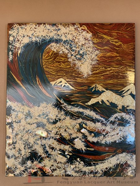 駱明宗 定濤 30X36X0.7 木胎 天然漆 蛋殼 貝殼 LG粉 金箔