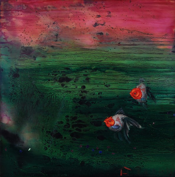 王清源 自在 55.5X55.5cm 天然漆 彩色箔 木