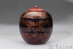 羅文祥 螭虎團爐 22X20cm 天然漆
