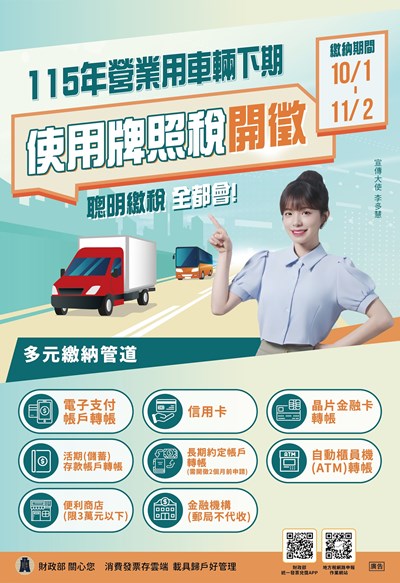 115年營業用車輛下期使用牌照稅開徵宣導海報中文版