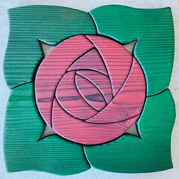 玫瑰寄情23x23x1.5材質-木胎.天然漆